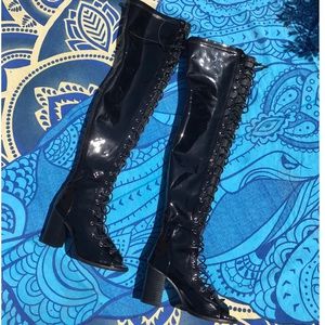 Cape Robbin Pleather Lace Up Thigh Highs
